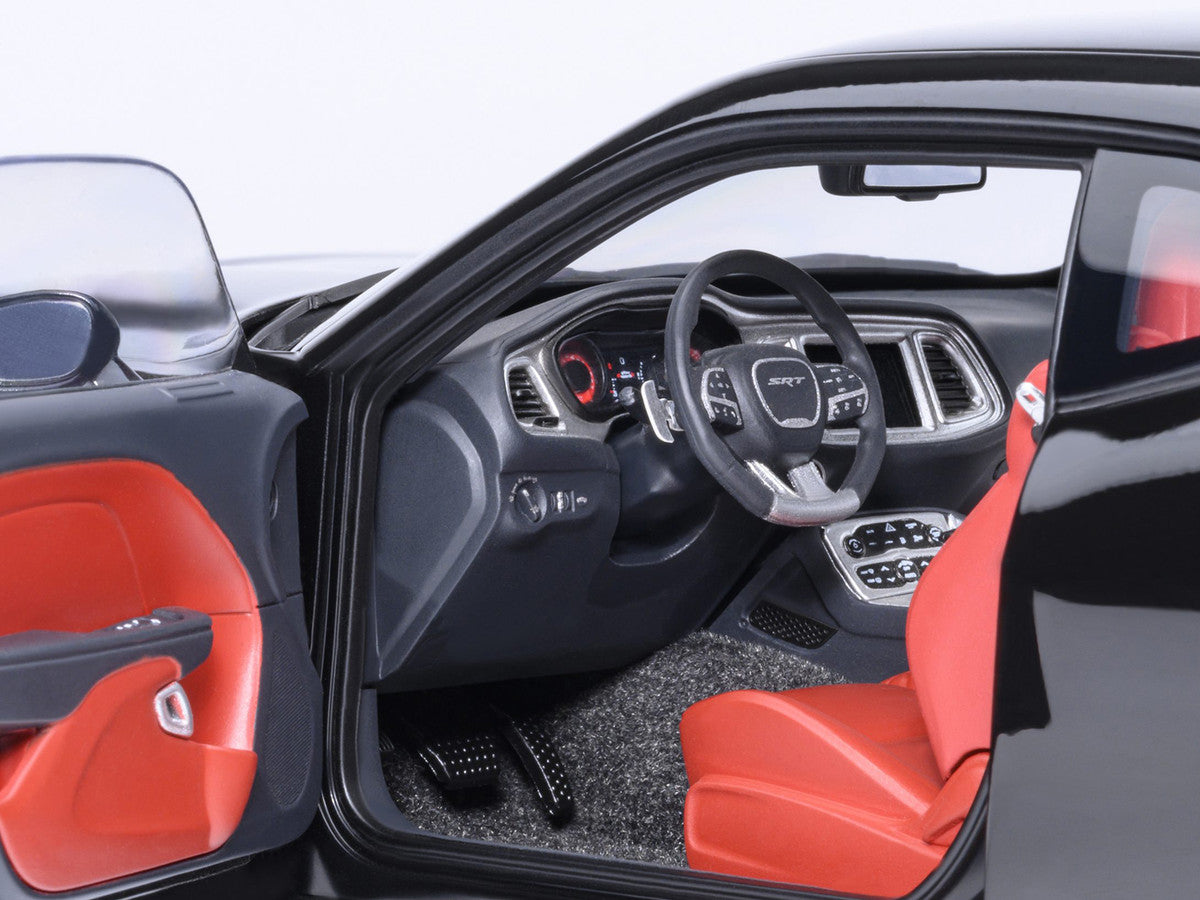 2023 Dodge Challenger SRT Super Stock Pitch Black with Red Interior 1/18 Model Car by Autoart LuxuryLifeWay Online Store