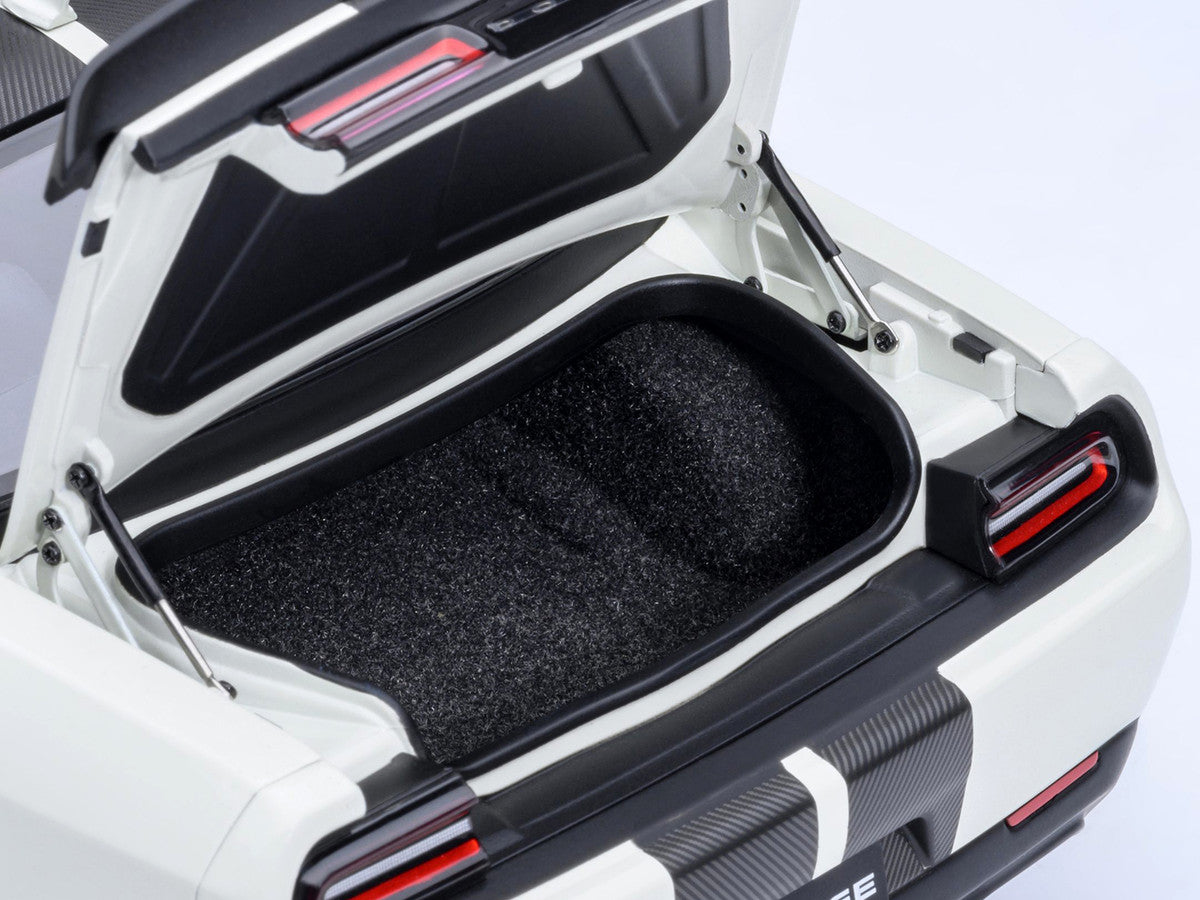2023 Dodge Challenger SRT Super Stock Knuckle White with Carbon Stripes 1/18 Model Car by Autoart LuxuryLifeWay Online Store