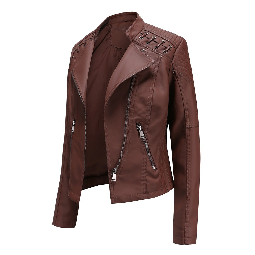 Slim Fit Thin Leather Coat Women's Motorcycle Clothing Best YouTube Store