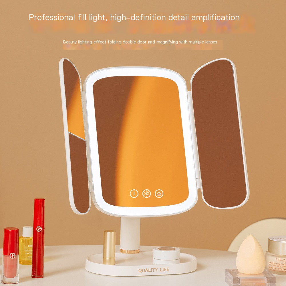 Rotating Smart Shell LED Makeup Mirror with Light LadyShow.Store