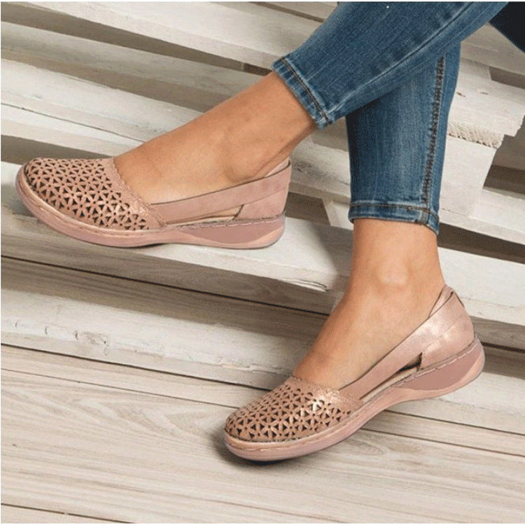 Fashion Women's Toe Head Hollowed Out Large Size Flat Sandals LadyShow.Store