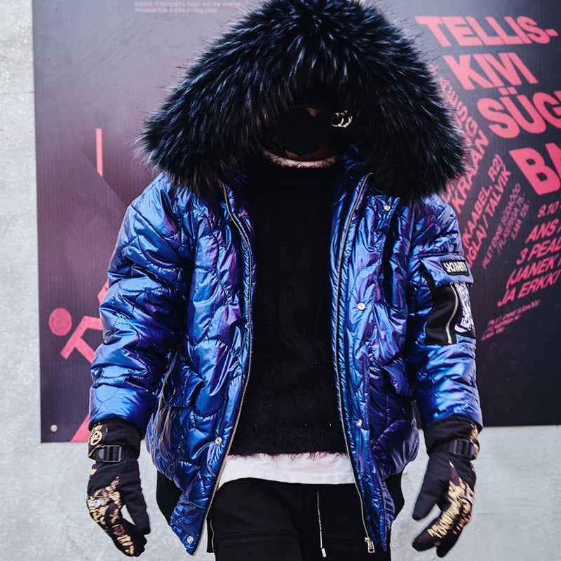 Hooded Cotton Jacket with Fur Collar for Trendy Style Pi-Mart