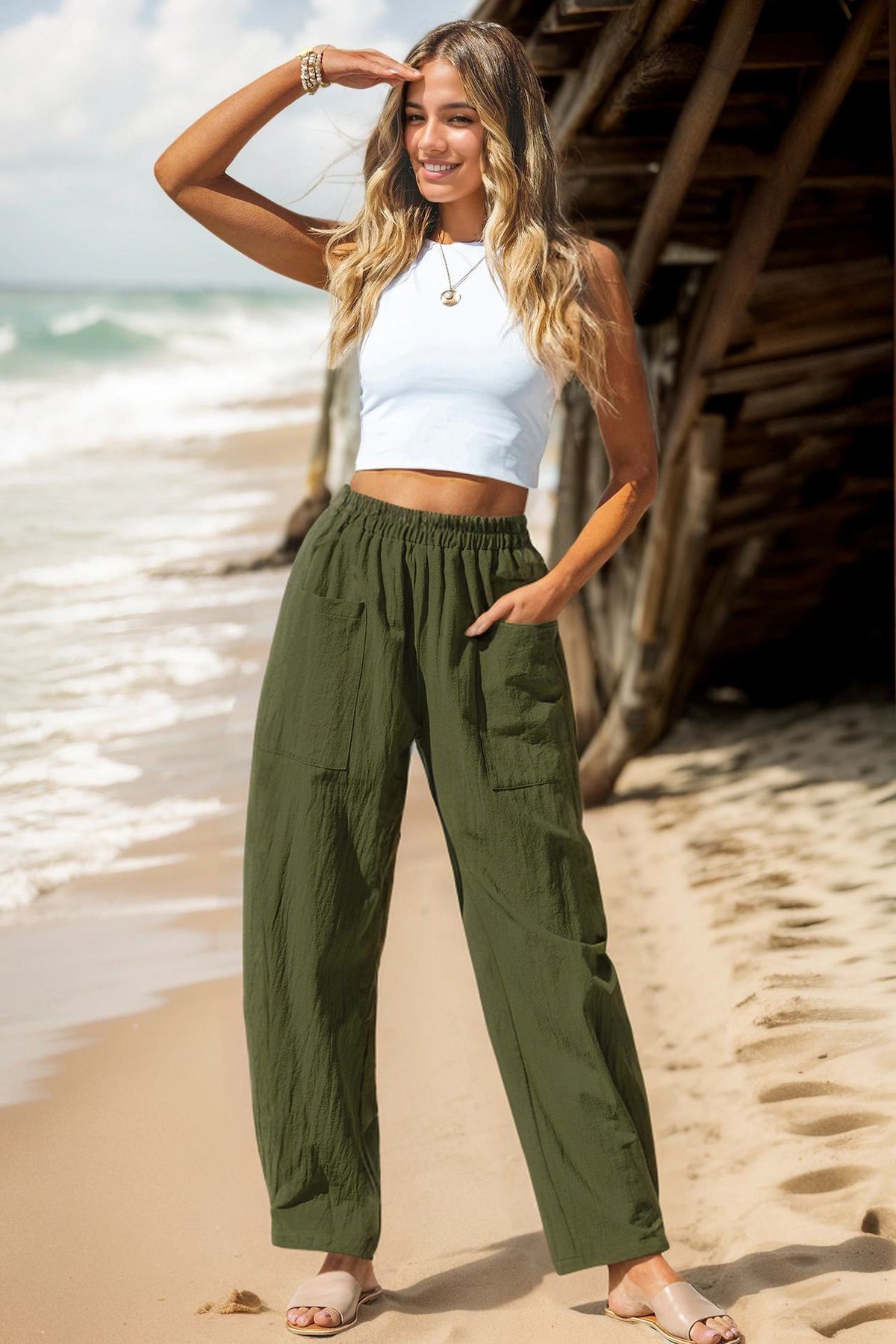 Women's Cotton And Linen Casual Pants Vacation Style NorixaFashion.com