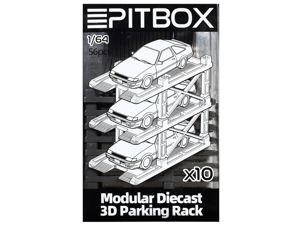Modular Diecast 3D Parking Rack Display Stand Set of 10 Racks for 1/64 Scale Model Cars by Pitbox LuxuryLifeWay Online Store