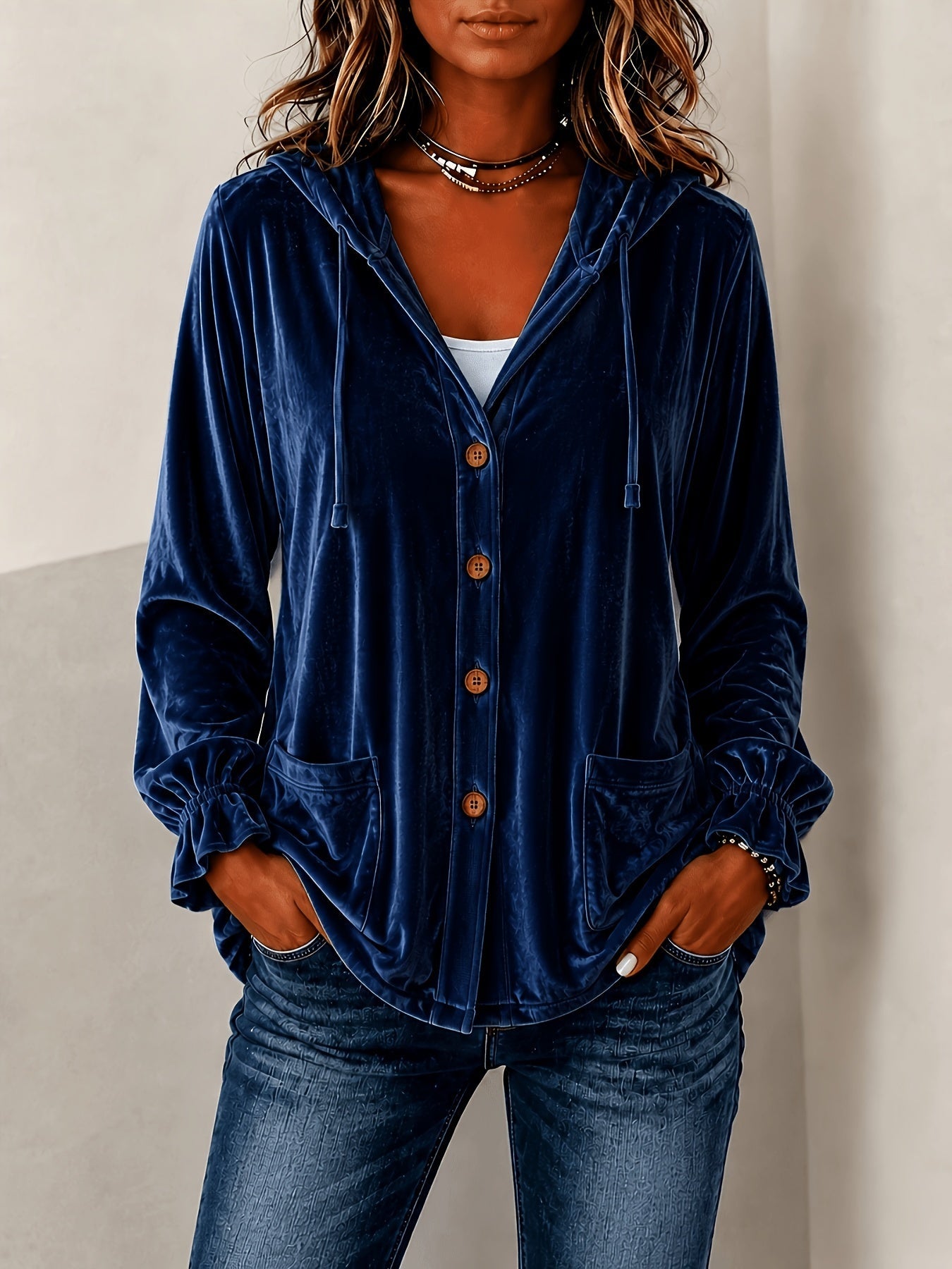 Solid-color Hooded European-style Button-up Coat NorixaFashion.com