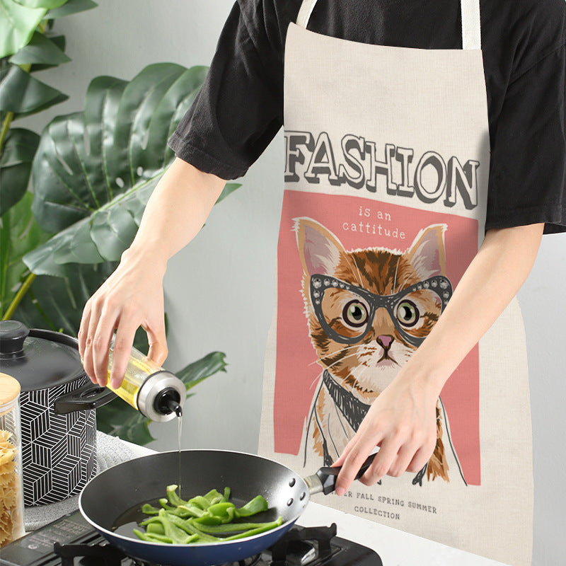 Explosive Animal Animation Multifunctional Kitchen Apron Cotton And Linen Apron PearlNestDecor.com