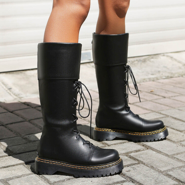 Womens High-heeled Lace-up Thigh-high Boots LadyShow.Store