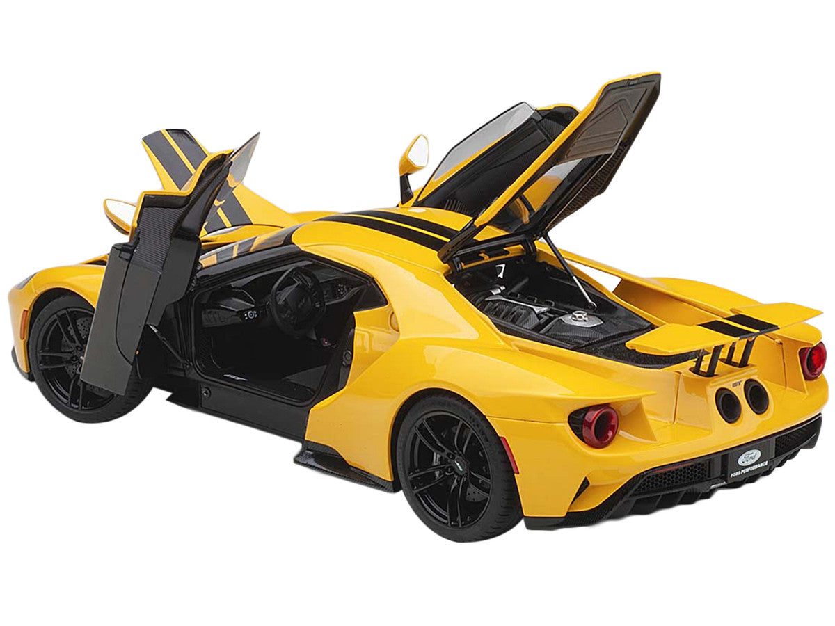 2017 Ford GT Triple Yellow with Black Stripes 1/18 Model Car by Autoart LuxuryLifeWay Online Store