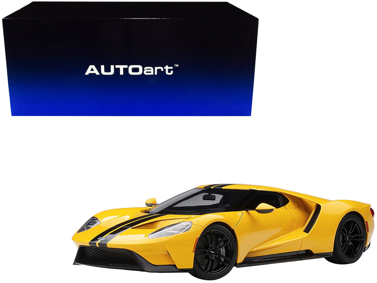 2017 Ford GT Triple Yellow with Black Stripes 1/18 Model Car by Autoart LuxuryLifeWay Online Store