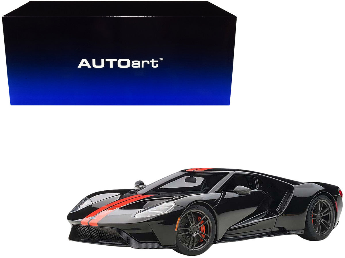 2017 Ford GT Shadow Black with Orange Stripes 1/18 Model Car by Autoart LuxuryLifeWay Online Store