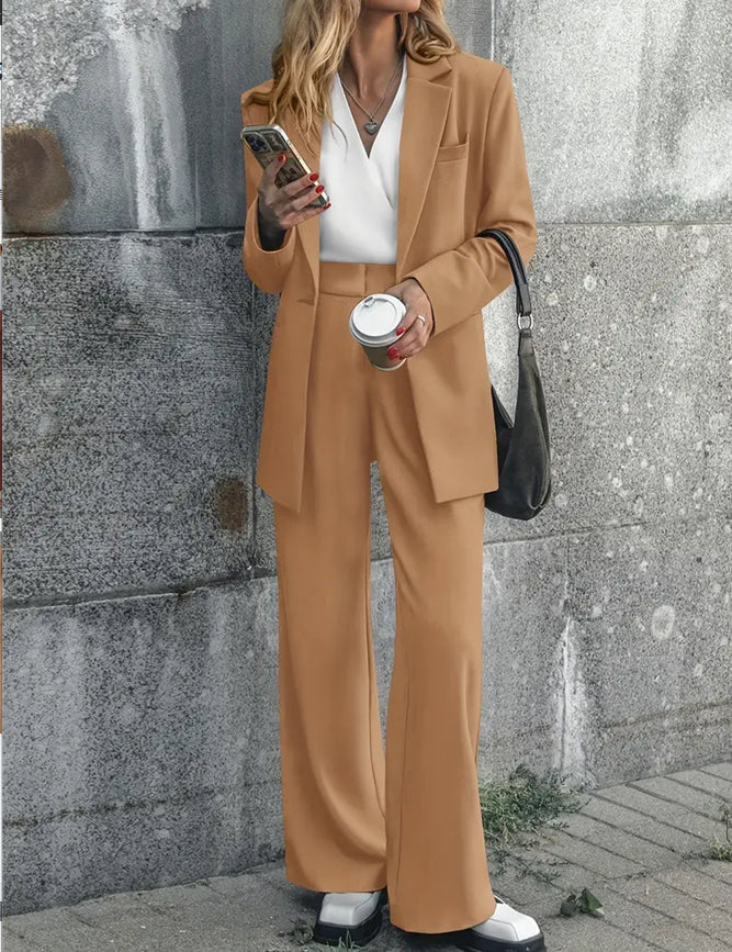 Women's Fashion Casual Solid Color Coat Trousers Suit LadyShow.Store