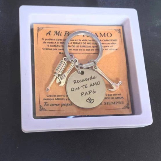 PaPa Stainless Steel Round Board Keychain Father's Day Gift LuxuryLifeWay Online Store