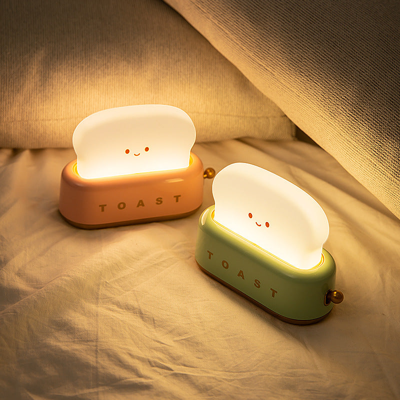 Creative LED Bread Maker Night Light USB Charging Dimming Toast Lamp Bedroom Children Timing Sleeping Lamps Funny Light