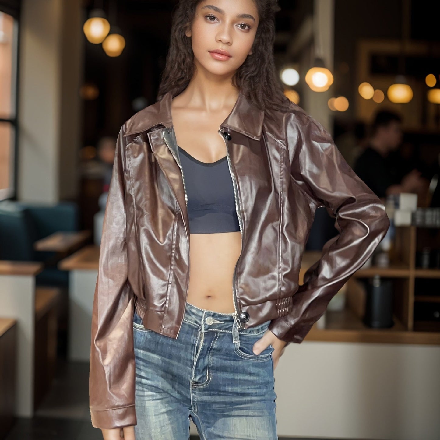 New Maillard Women's Motorcycle Clothing Cardigan Casual Jacket LadyShow.Store