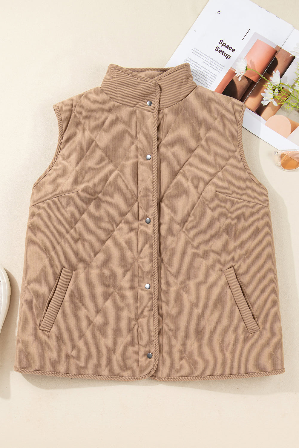 Elizabeth Cord Snap Vest Plus Jacket LuxuryLifeWay Online Store