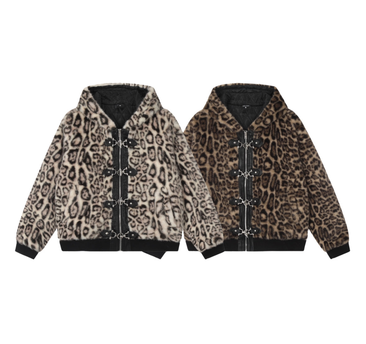 Hooded Jacket Women's Loose Thick Leopard Print Full Print Design Street Coat Best YouTube Store