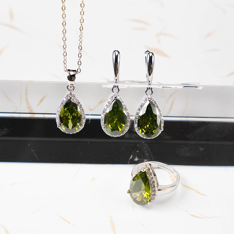 Drop-shaped Zircon Non-fading Ornament Three-piece Set LadyShow.Store