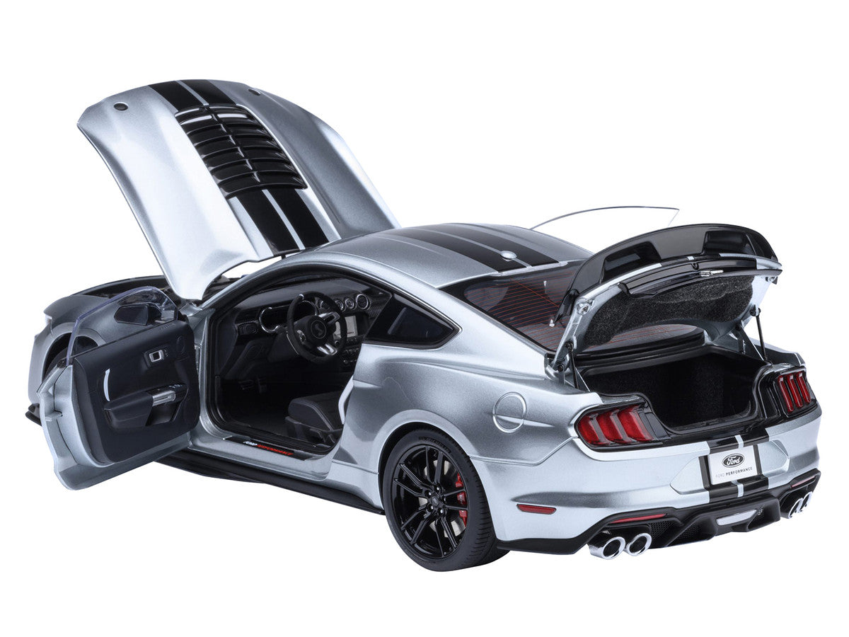 Ford Mustang Shelby GT500 Iconic Silver Metallic with Black Stripes 1/18 Model Car by Autoart LuxuryLifeWay Online Store
