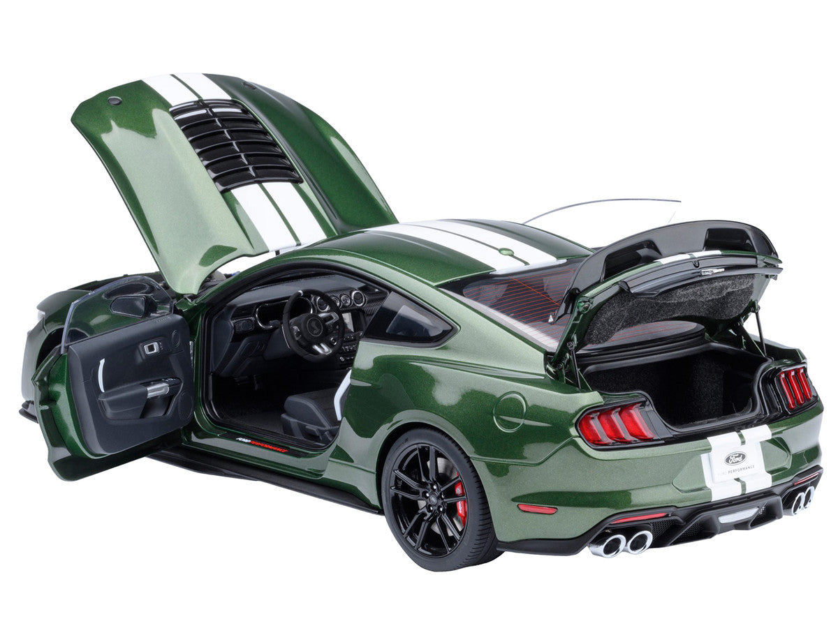 Ford Mustang Shelby GT500 Eruption Green Metallic with White Stripes 1/18 Model Car by Autoart LuxuryLifeWay Online Store