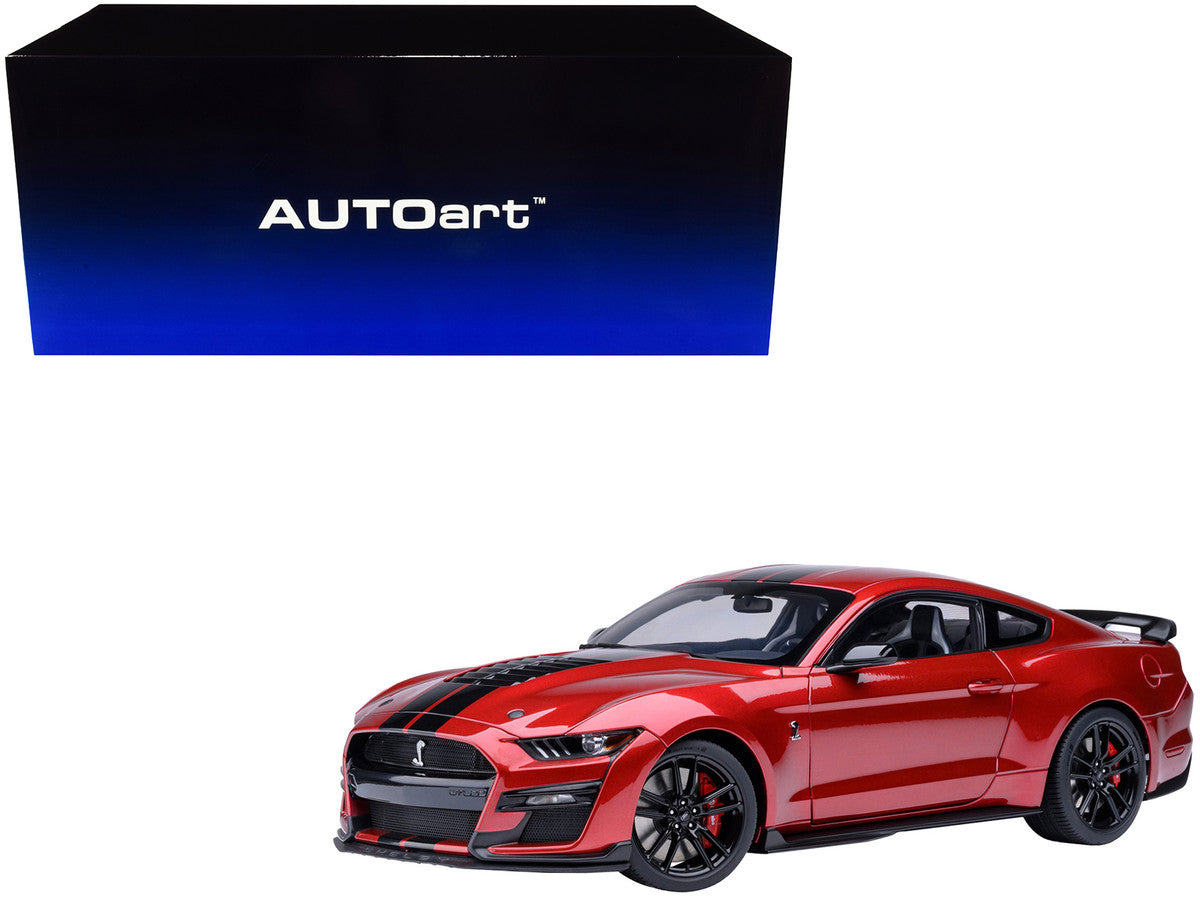Ford Mustang Shelby GT500 Rapid Red Metallic with Black Stripes 1/18 Model Car by Autoart LuxuryLifeWay Online Store
