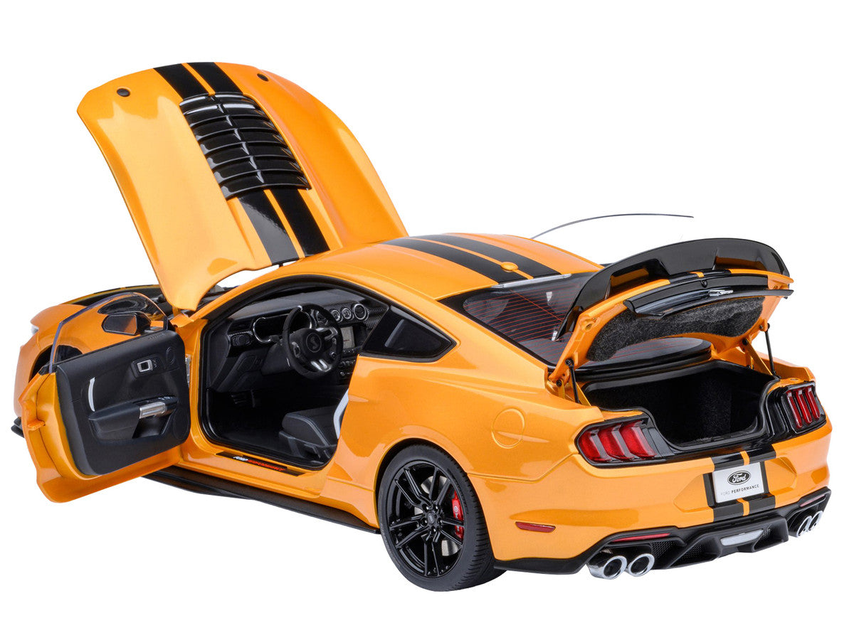 Ford Mustang Shelby GT500 Cyber Orange Metallic with Black Stripes 1/18 Model Car by Autoart LuxuryLifeWay Online Store