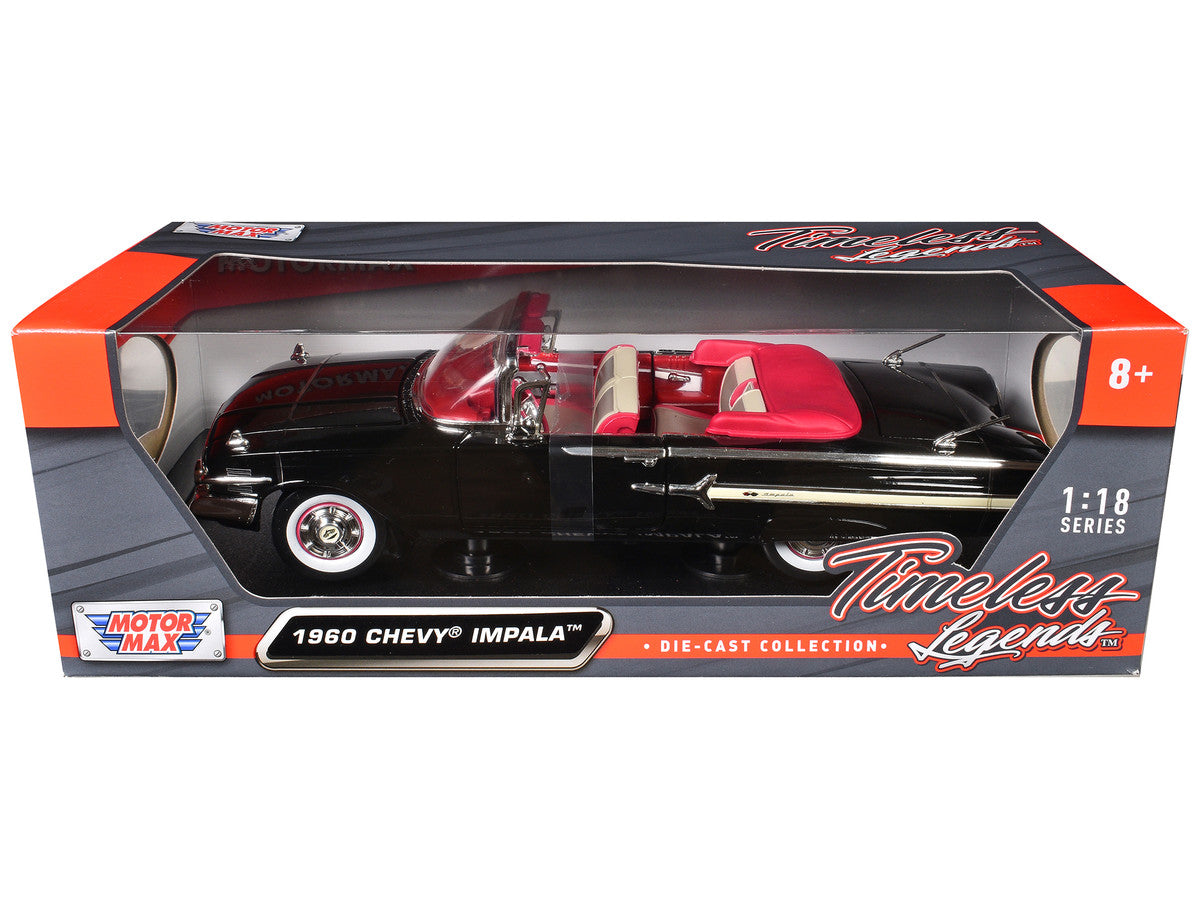 1960 Chevrolet Impala Convertible Black 1/18 Diecast Car Model by Motormax LuxuryLifeWay Online Store
