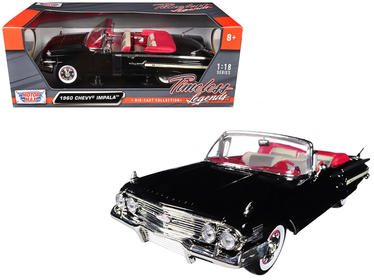 1960 Chevrolet Impala Convertible Black 1/18 Diecast Car Model by Motormax LuxuryLifeWay Online Store