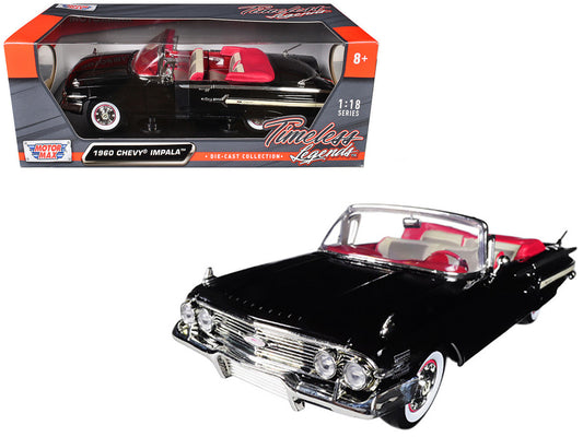 1960 Chevrolet Impala Convertible Black 1/18 Diecast Car Model by Motormax LuxuryLifeWay Online Store