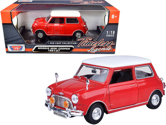 1961-1967 Morris Mini Cooper Red with White Top "Timeless Legends" 1/18 Diecast Model Car by Motormax LuxuryLifeWay Online Store