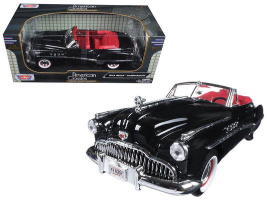 1949 Buick Roadmaster Black with Red Interior 1/18 Diecast Model Car by Motormax LuxuryLifeWay Online Store
