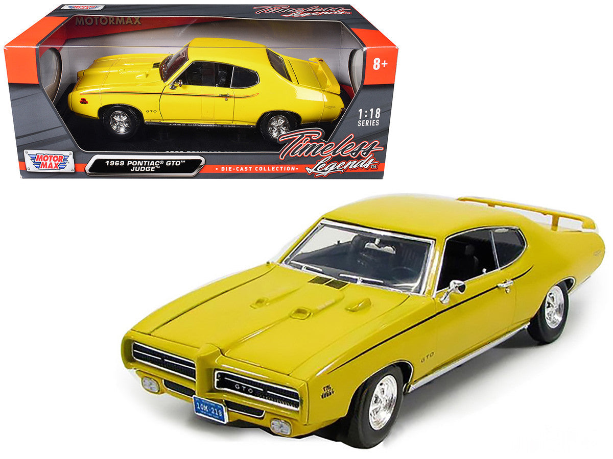 1969 Pontiac GTO Judge Yellow 1/18 Diecast Model Car by Motormax LuxuryLifeWay Online Store