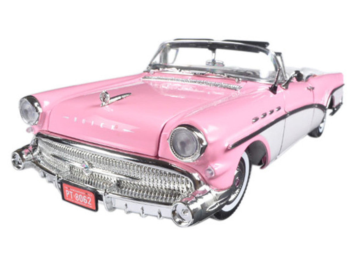 1957 Buick Roadmaster Convertible Pink and White 1/18 Diecast Model Car by Motormax LuxuryLifeWay Online Store