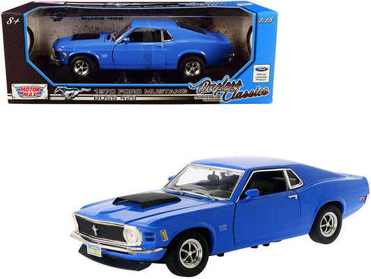 1970 Ford Mustang Boss 429 Dark Blue "Timeless Classics" Series 1/18 Diecast Model Car by Motormax LuxuryLifeWay Online Store