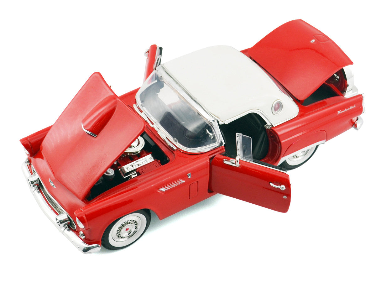 1956 Ford Thunderbird Hardtop Red with White Top "American Classics" 1/18 Diecast Model Car by Motormax LuxuryLifeWay Online Store