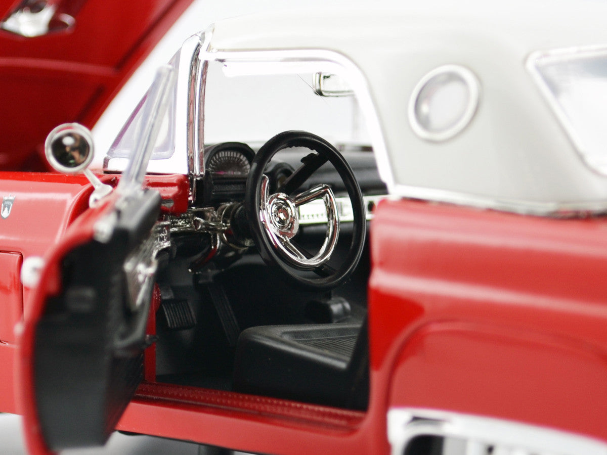 1956 Ford Thunderbird Hardtop Red with White Top "American Classics" 1/18 Diecast Model Car by Motormax LuxuryLifeWay Online Store