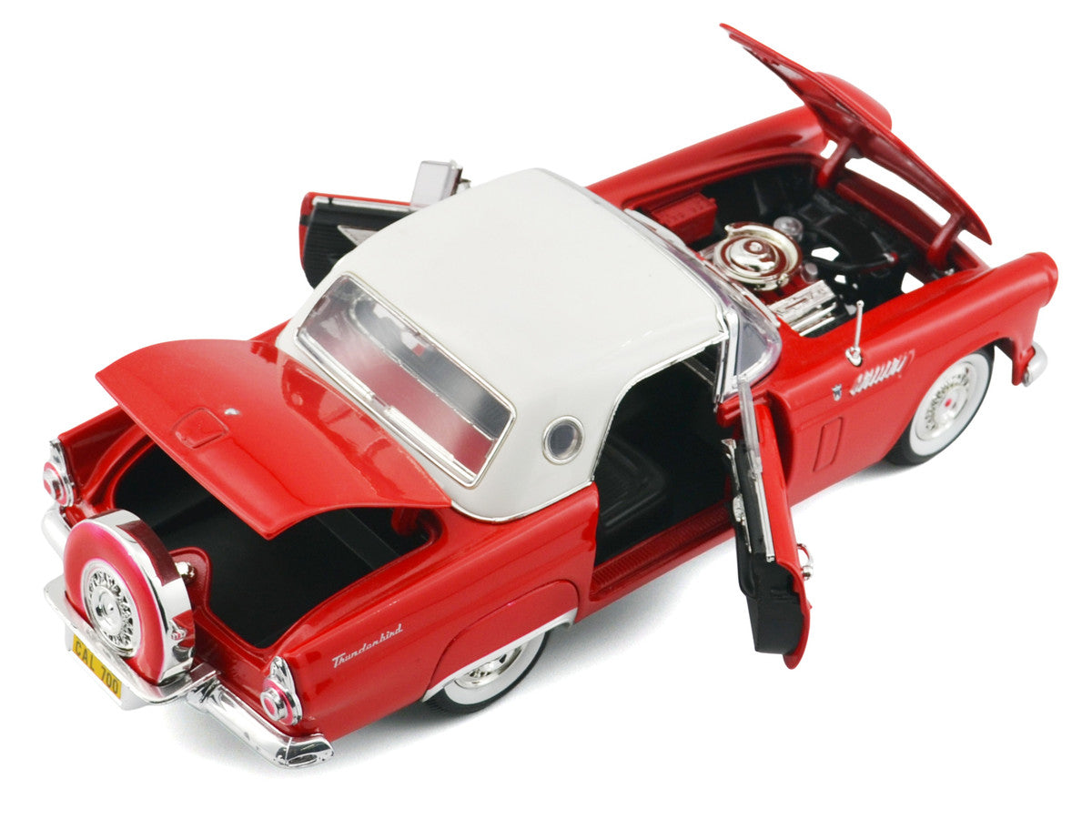 1956 Ford Thunderbird Hardtop Red with White Top "American Classics" 1/18 Diecast Model Car by Motormax LuxuryLifeWay Online Store
