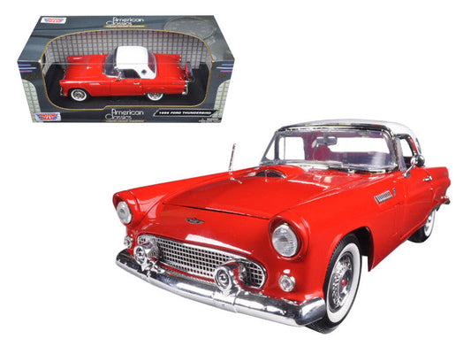 1956 Ford Thunderbird Hardtop Red with White Top "American Classics" 1/18 Diecast Model Car by Motormax LuxuryLifeWay Online Store