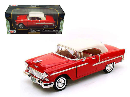 1955 Chevrolet Bel Air Convertible Soft Top Red 1/18 Diecast Car Model by Motormax LuxuryLifeWay Online Store