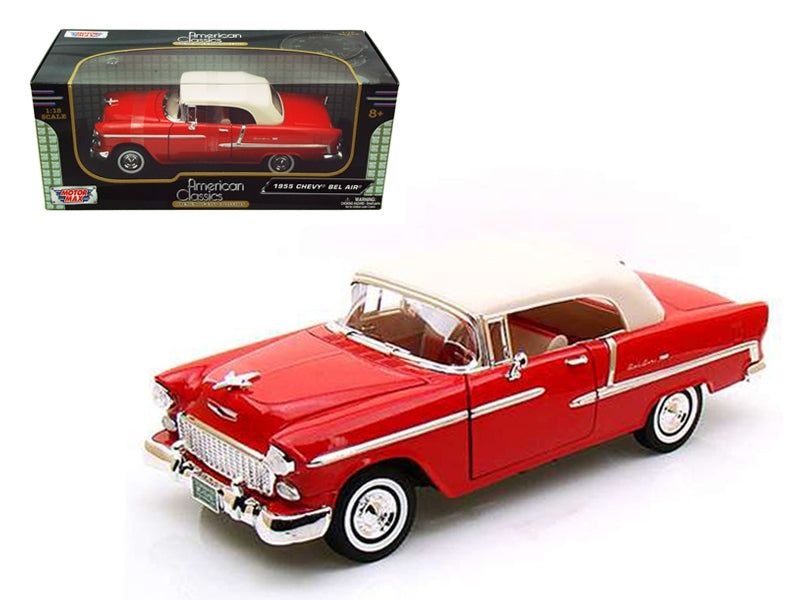 1955 Chevrolet Bel Air Convertible Soft Top Red 1/18 Diecast Car Model by Motormax LuxuryLifeWay Online Store