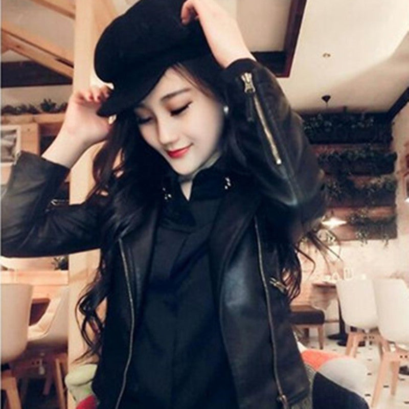 Loose Leather Jacket Motorcycle Female LadyShow.Store
