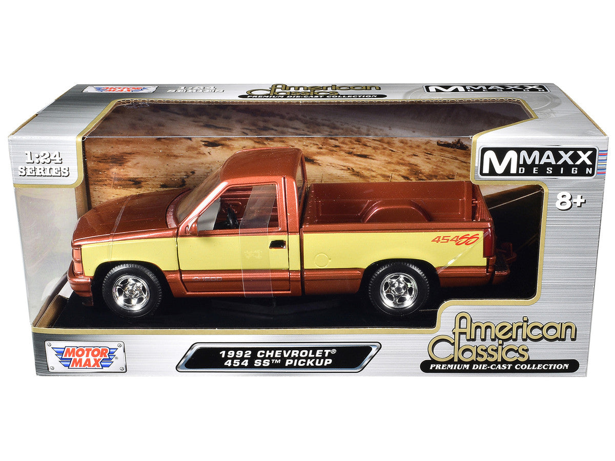 1992 Chevrolet 454 SS Pickup Truck Copper Metallic with Beige Sides "American Classics" Series 1/24 Diecast Model Car by Motormax LuxuryLifeWay Online Store