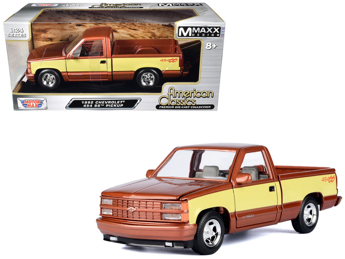 1992 Chevrolet 454 SS Pickup Truck Copper Metallic with Beige Sides "American Classics" Series 1/24 Diecast Model Car by Motormax LuxuryLifeWay Online Store