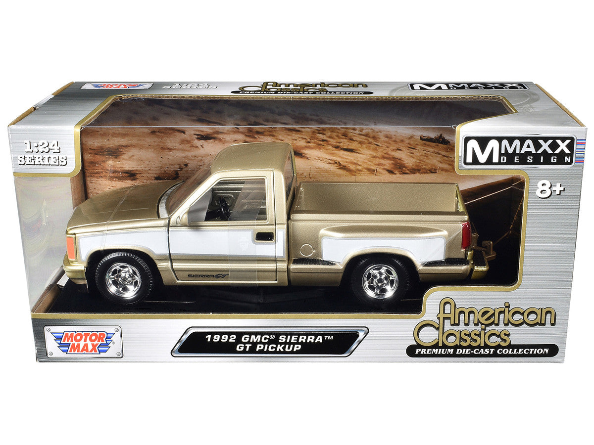 1992 GMC Sierra GT Pickup Truck Gold Metallic with White Sides "American Classics" Series 1/24 Diecast Model Car by Motormax LuxuryLifeWay Online Store