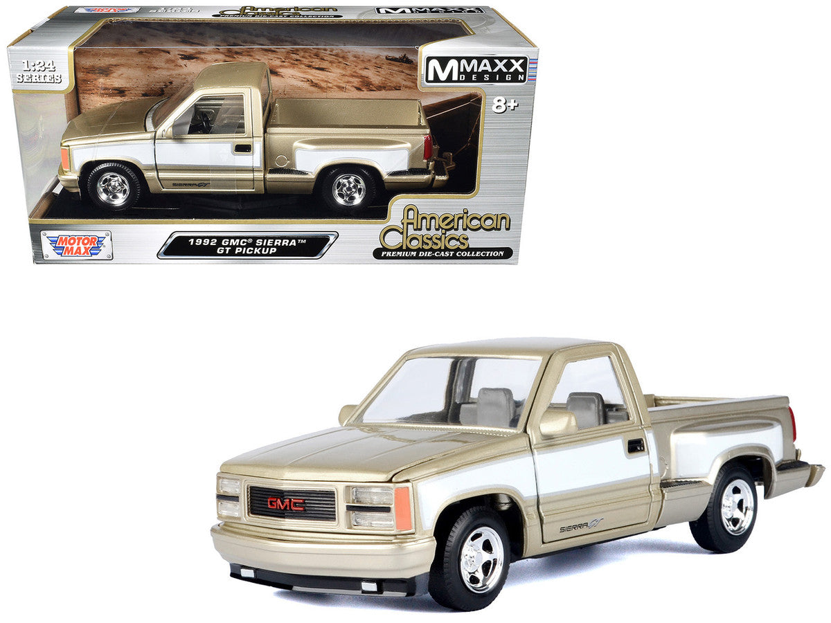 1992 GMC Sierra GT Pickup Truck Gold Metallic with White Sides "American Classics" Series 1/24 Diecast Model Car by Motormax LuxuryLifeWay Online Store