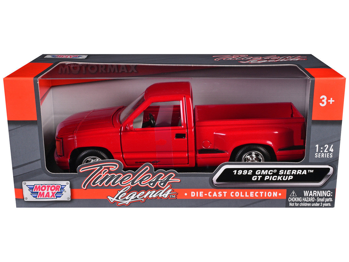 1992 GMC Sierra GT Red Pickup Truck 1/24 Diecast Model by Motormax LuxuryLifeWay Online Store