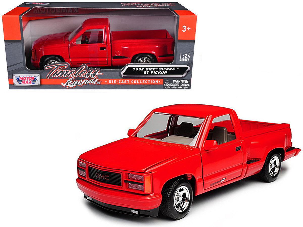 1992 GMC Sierra GT Red Pickup Truck 1/24 Diecast Model by Motormax LuxuryLifeWay Online Store