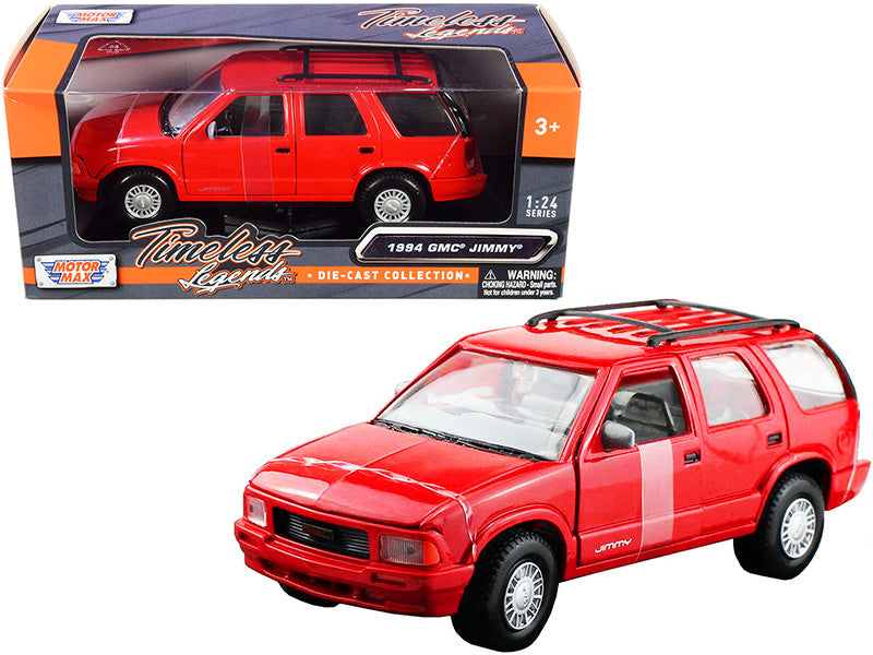 1994 GMC Jimmy with Roof Rack Red "Timeless Legends" Series 1/24 Diecast Model Car by Motormax LuxuryLifeWay Online Store