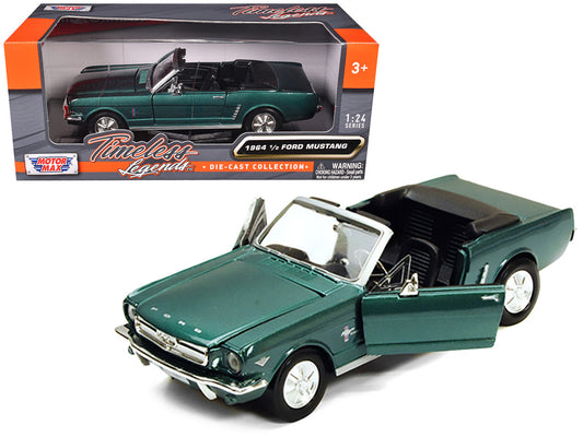 1964 1/2 Ford Mustang Convertible Green Metallic 1/24 Diecast Model Car by Motormax LuxuryLifeWay Online Store