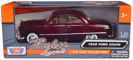 1949 Ford Coupe Burgundy 1/24 Diecast Model Car by Motormax LuxuryLifeWay Online Store