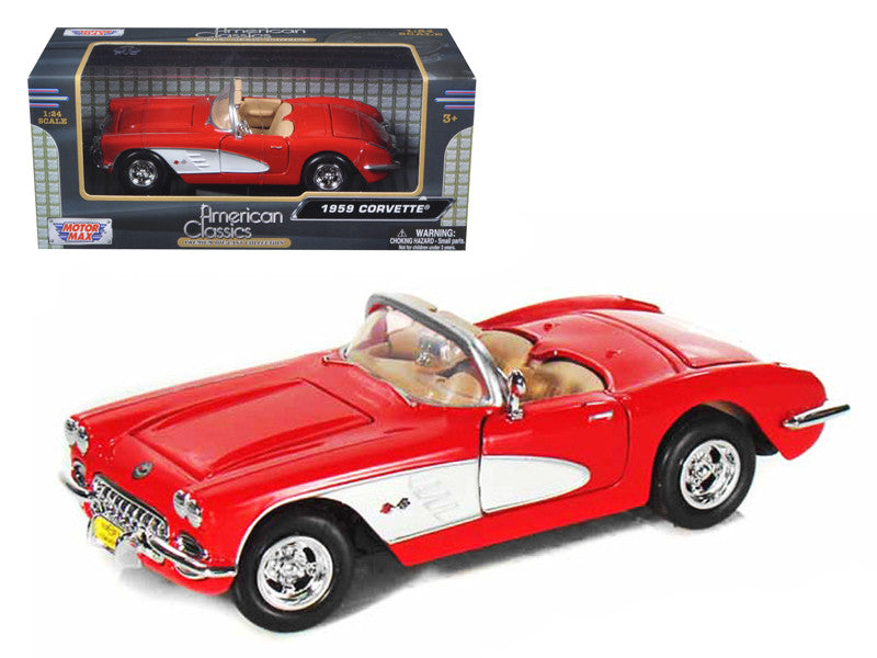 1959 Chevrolet Corvette Convertible Red 1/24 Diecast Model Car by Motormax LuxuryLifeWay Online Store